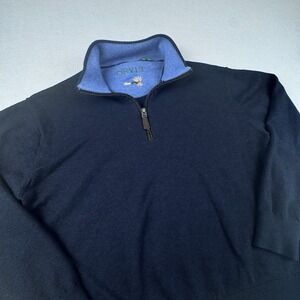 Orvis 100% Merino Wool Sweater 2.0 1/4 Zip Men XL (L) Pullover Blue Outdoor Gorp